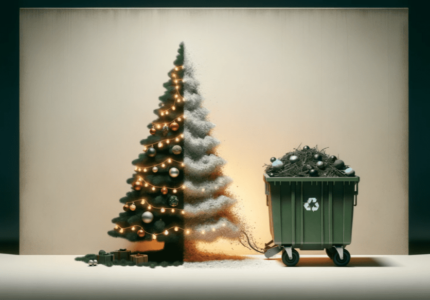 Christmas Tree and trash bin